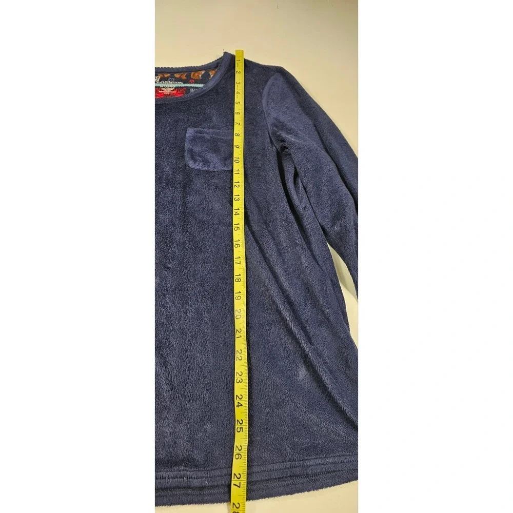 Croft & barrow size M LONG navy velour long sleeve top EUC SOFT ^